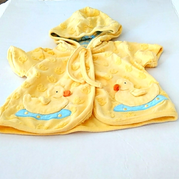 LE Top Baby BathRobe SZ 3 Months Yellow with baby ducks - Picture 2 of 7